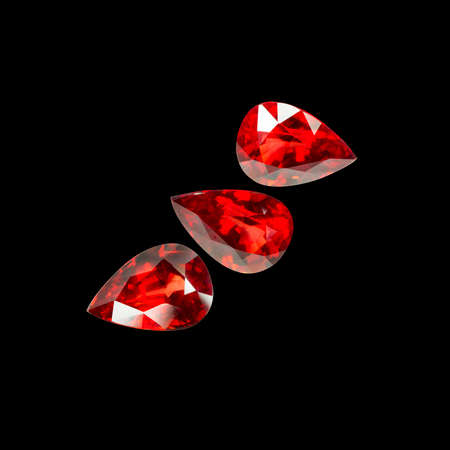 Set of red sapphire gemstone. Gems different cutの写真素材