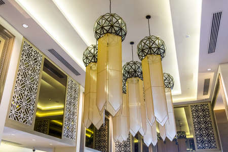 classic chandelier in Hotelの写真素材