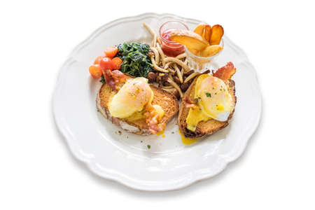 Delicious breakfast with eggs Benedict