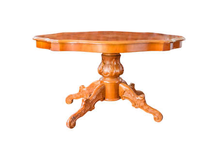 small wooden table isolated on white backgroundの写真素材