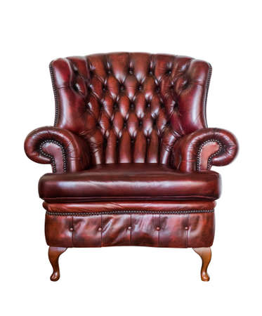red vintage armchair isolated on white backgroundの写真素材
