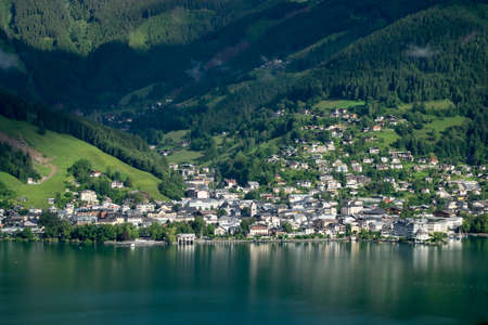 Aerial view of Hallstatt village in Alps, Austriaのeditorial素材