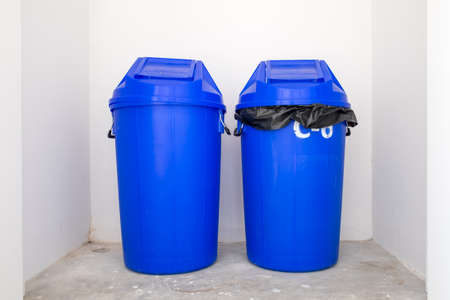 Blue plastic binの写真素材