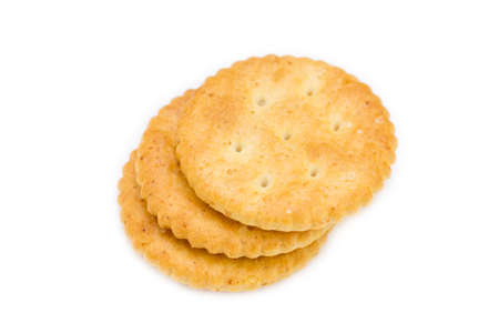 Dry cracker isolated on white backgroundの写真素材
