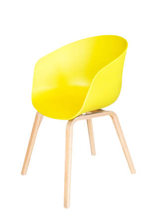 modern wooden chair isolated on white backgroundの写真素材