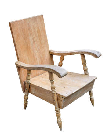vintage wooden Armchair old style  furniture isolated on white background.の写真素材