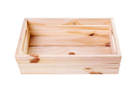 Wooden boxes isolated on white backgroundの写真素材