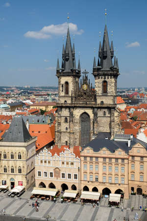 PRAGUE- june 27: Old town square in Prague on june 27, 2016. Old town square in Prague, Tyn Cathedral of the Virgin Mary and monument of Jan Hus. Czech Republic, World Heritage Site by UNESCOのeditorial素材