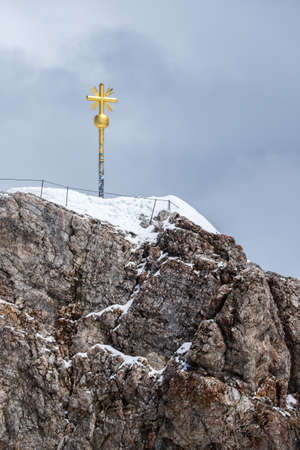 Sign on Zugspitze, Top view Geramanyのeditorial素材