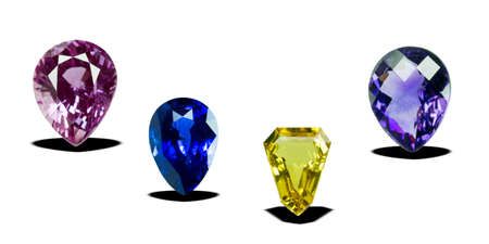 Bright gems isolated on a white backgroundの写真素材