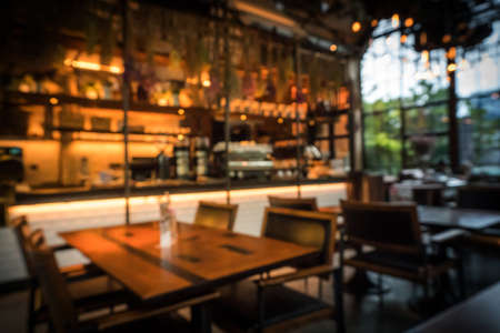 Blurred background of restaurantの写真素材