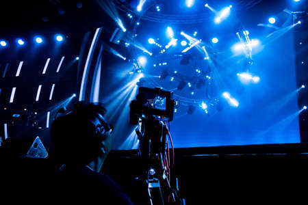 Professional digital video camera in a concert hall