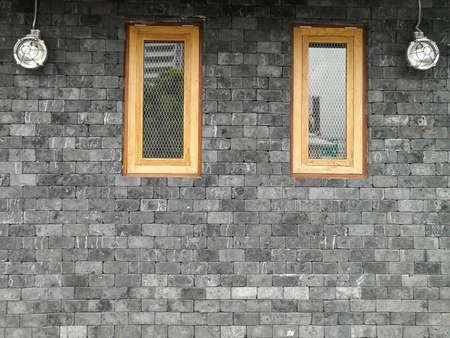 brick wall of with window, modern style