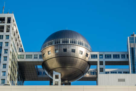 Headquarters of Fuji TV in Tokyo, Japanのeditorial素材