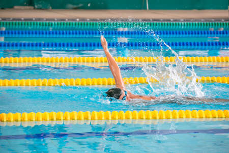 Swimmer in pool raceのeditorial素材