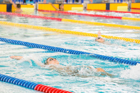 Swimmer in race poolのeditorial素材