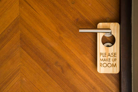 make up room sign hanging on door handleの写真素材
