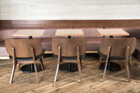 Modern Wooden  table and chair in coffee shop