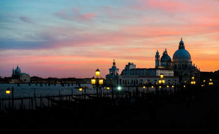 Canal Grande sunset of Accademia's bridge. Venice, Italy.の写真素材