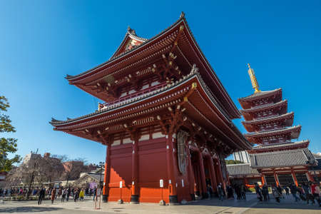 TOKYO - MARCH 6 : Senso-ji Temple on MARCH 6, 14 in Tokyo,Japan.The Senso-ji Buddhist Temple is the symbol of Asakusa and one of the most famous temples in all of Japanのeditorial素材