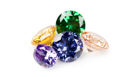 Natural Sapphire gemstone, Jewel or gems on white backgroundの写真素材