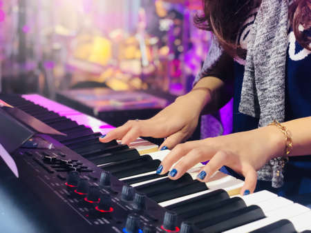 Modern wooden beach lounge decoration with sea background. Summer holiday conceptの写真素材