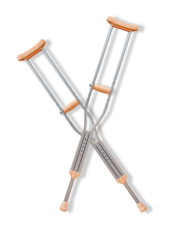 crutches for walking isolated on white background, clipping pathの写真素材