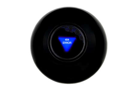 Magic 8 ball with prediction 404 ERROR isolated on white backgroundの写真素材