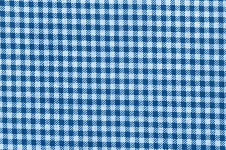 Classic blue and white checkered fabric texture. Bright colored cotton backgroundの素材 [FY310154780992]