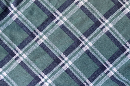 Cotton jersey, plaid, checked fabric texture. Green blue white textile background