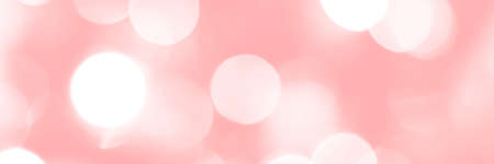 Blurred lights pink background, banner texture. Abstract bokeh with soft light header. Wide screen wallpaper. Panoramic web banner with copy space for designの写真素材