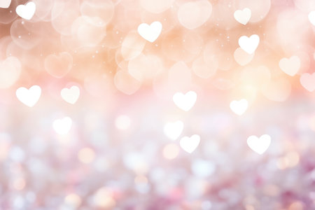 Valentines Day card. Beautiful background with hearts, lights, sparkles and bokeh.の素材