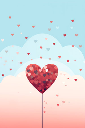 Valentine's Day card. Colorful heart, minimalistic illustration.の素材