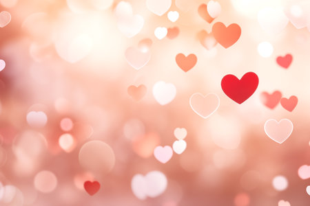 Valentine's Day card. Beautiful background with hearts, lights, sparkles and bokeh.の素材