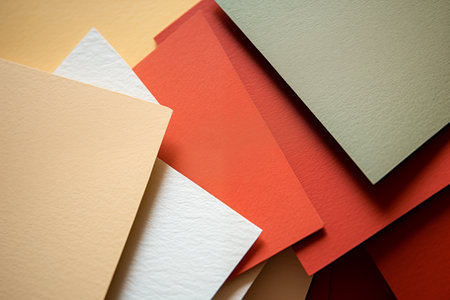Assorted colored paper sheets background.の素材