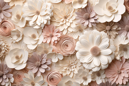 Elegant paper floral background in neutral tones.の素材