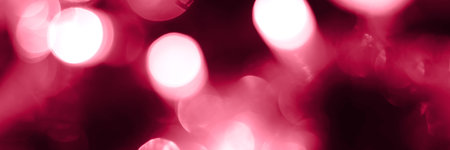 Magenta blurred lights abstract panoramic background banner. Holiday defocused bokeh headerの写真素材