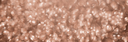 Mocha Mousse, brown sparkling glitter bokeh background banner, abstract defocused texture header. Holiday lights.の写真素材