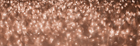 Mocha Mousse, brown sparkling glitter bokeh background banner, abstract defocused texture header. Holiday lights.の写真素材