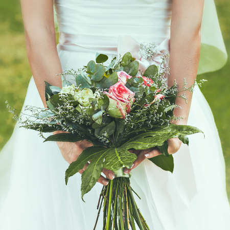 Wedding bridal bouquet. Flowers for the newlyweds.の写真素材
