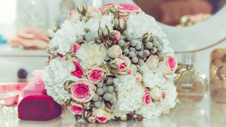 Wedding bridal bouquet. Flowers for the newlyweds.の写真素材