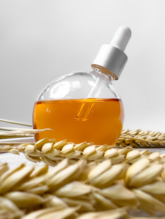 Bottle of oil for nail cuticles, for manicure. Close-up.