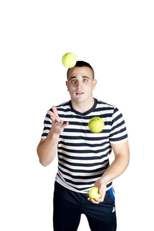 man juggling tennis ballの写真素材
