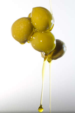 green olives of the oil gushingの写真素材