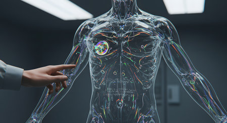 science anatomy scan of human body with glowing lines. 3d renderingの写真素材