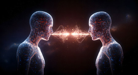 3d rendering of a male and female human body with digital brain