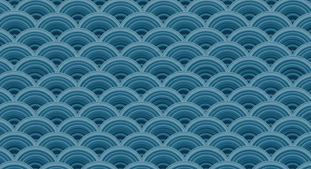 This captivating pattern features a repetitive arrangement of stylized semicircles, ideal for adding depth and visual interest to graphic design or providing a rich background.の素材