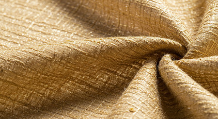 Detailed texture showcases the rich, golden hue and the intricate weave, providing depth and visual interest, ideal for illustrating materials in designs and backgrounds.の素材