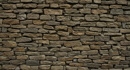 This captivating backdrop showcases an antique stone wall, revealing a rich tapestry of natural color variations and a rugged texture ideal for adding depth and character to projects.の素材