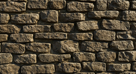 This stonework pattern presents a detailed close-up of a brick wall, perfect as an aged backdrop or a rustic element, emphasizing texture, pattern, and masonry details.の素材
